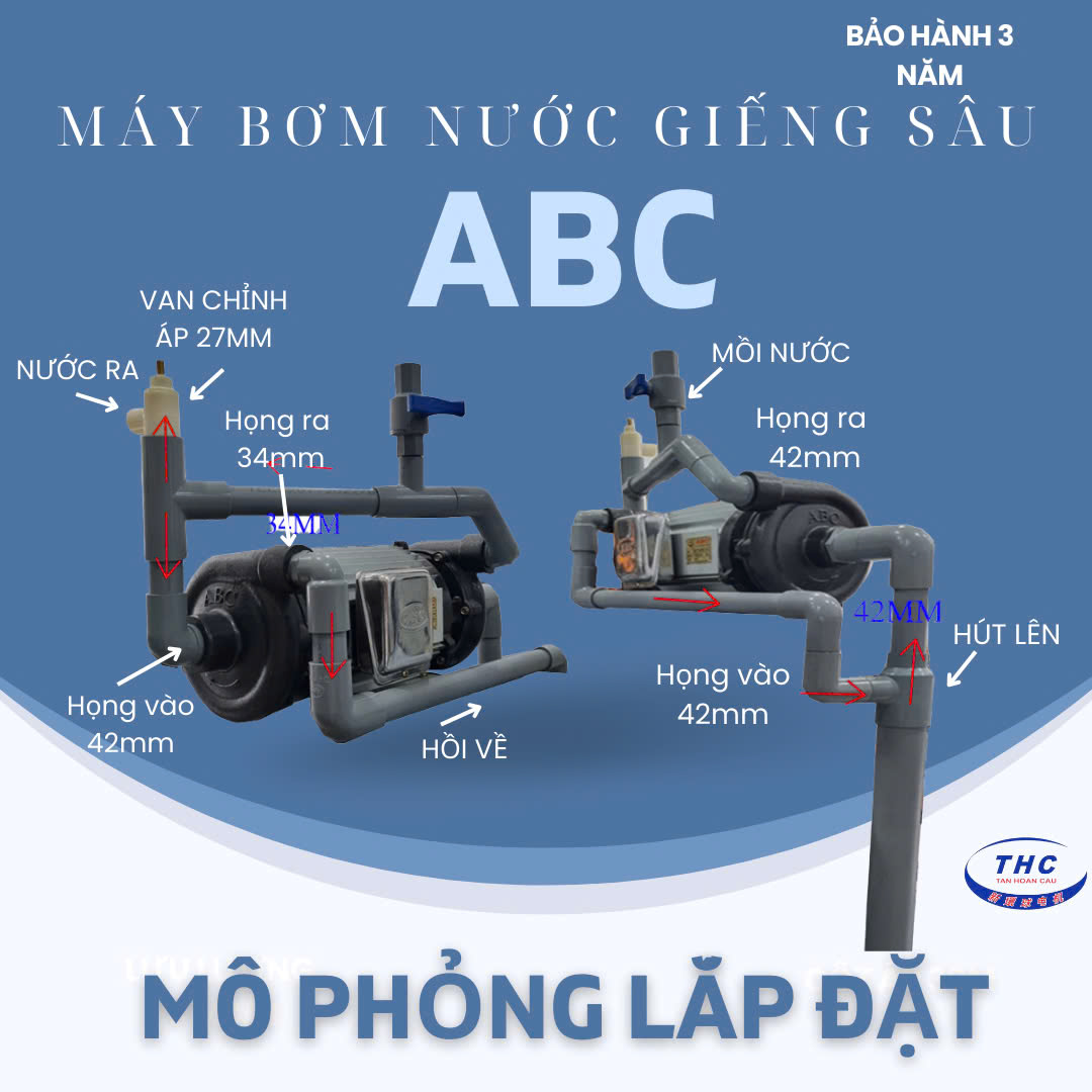 [HCM] MÁY BƠM NƯỚC HÚT GIẾNG 2 ĐẦU ABC 2HP - ABC1500