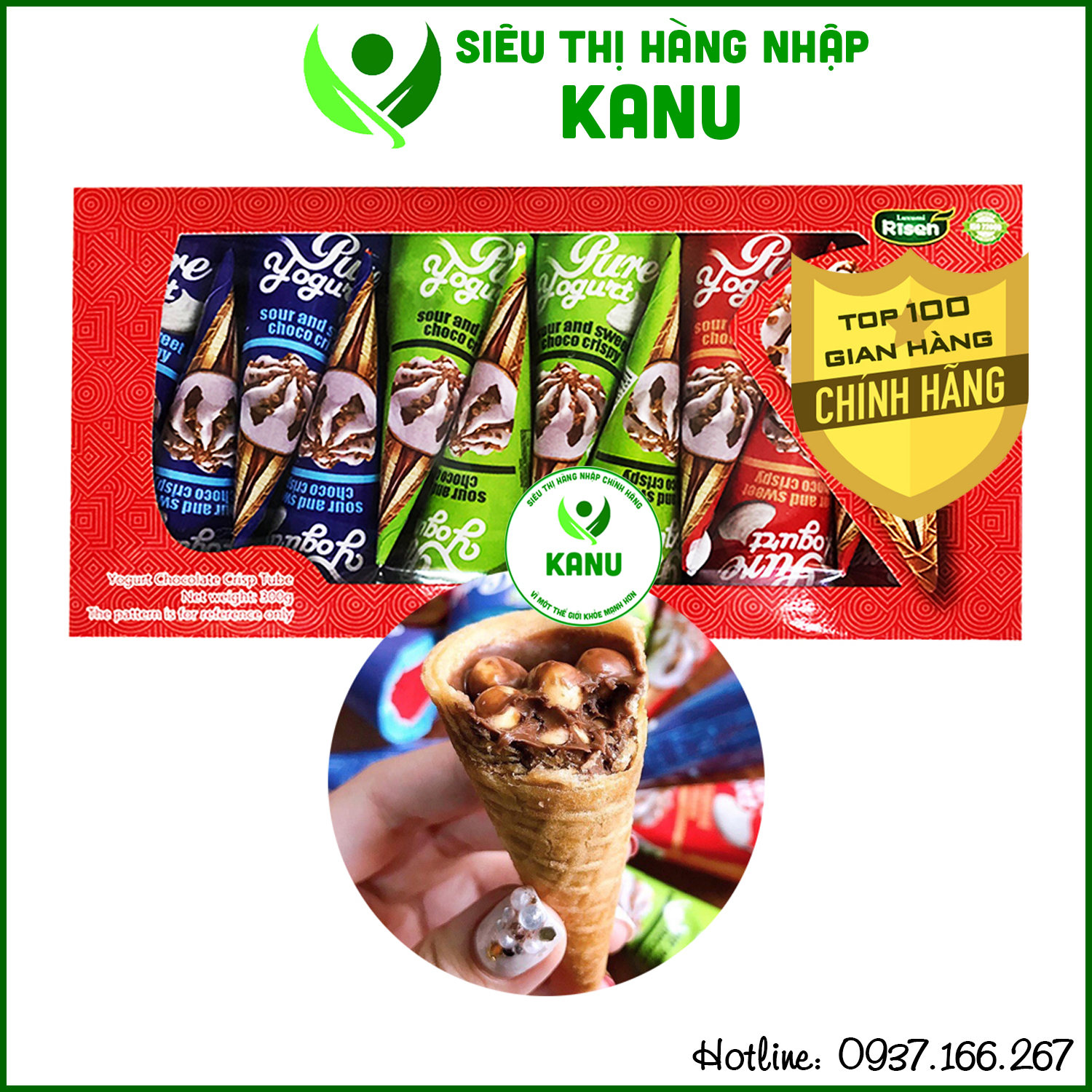 Bánh ốc quế nhân socola Risen Mỹ 320g cho bé ăn vặt ngon rẻ