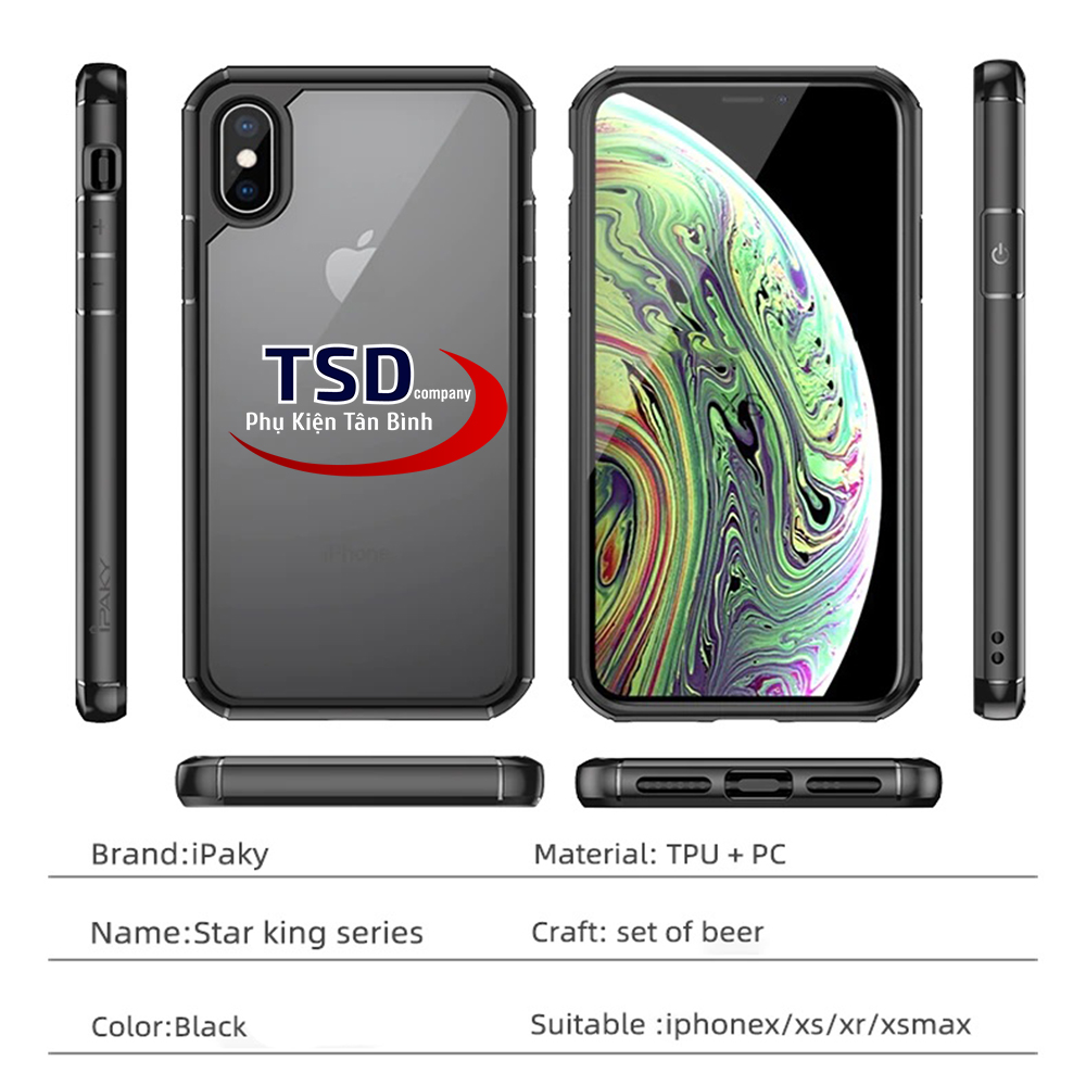 Ốp Lưng iPhone X, XS, XR, XS MAX Chống Sốc Chống Va Đập Hãng iPaky
