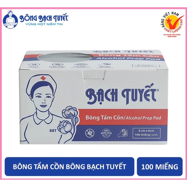 [HCM]Bông Tẩm Cồn Bạch Tuyết 100 Miếng