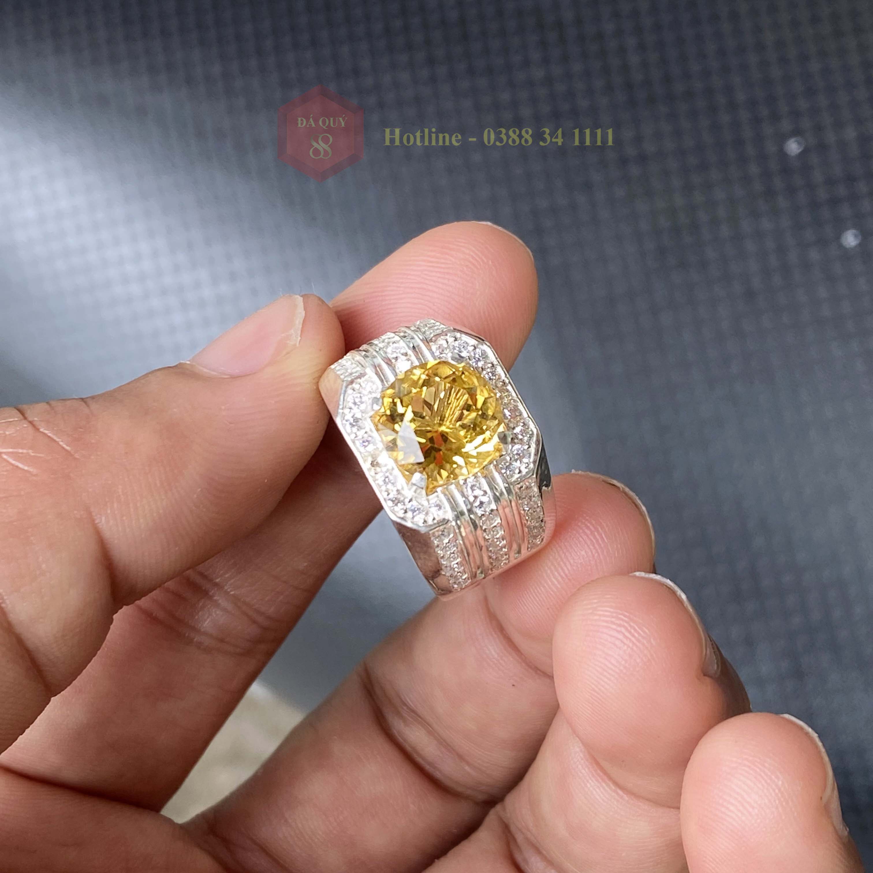Nhẫn Đá Thạch Anh Vàng Phong Thuỷ May Mắn Bạc Ta
