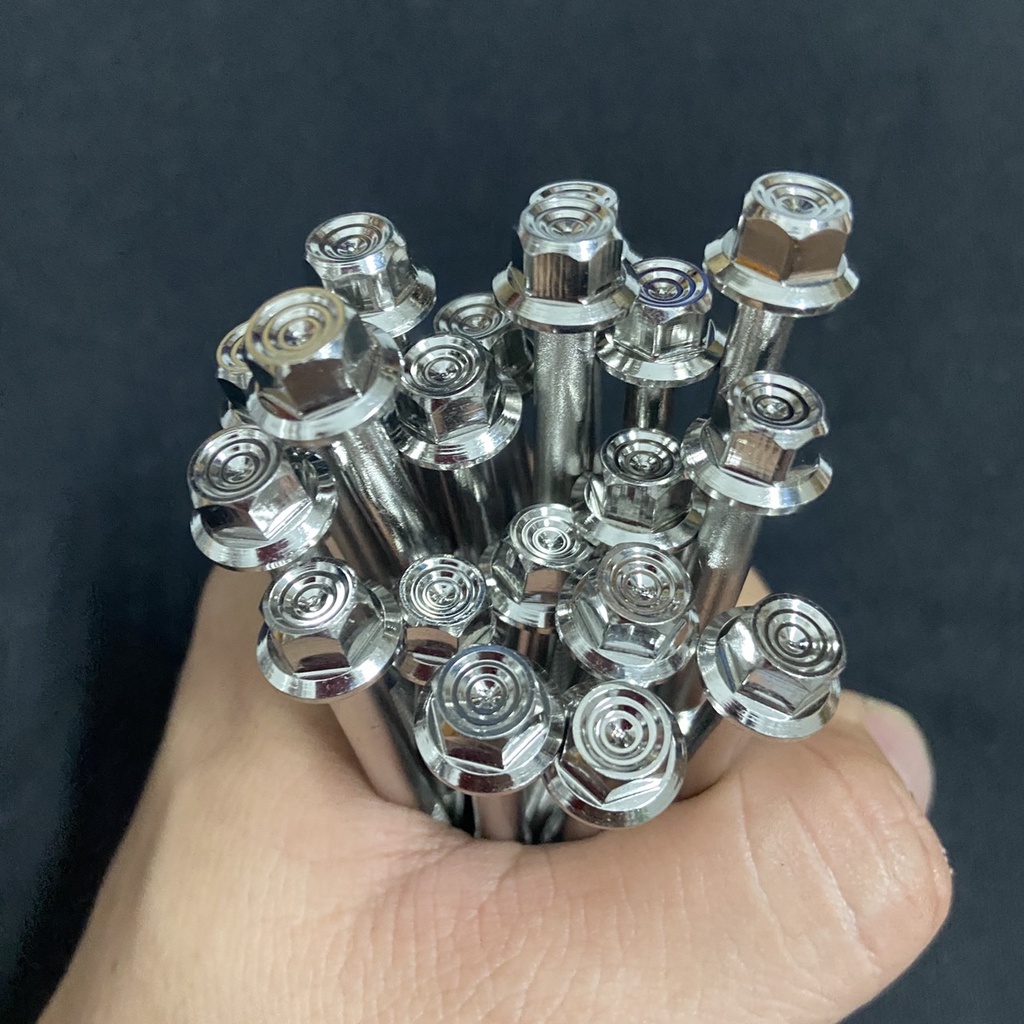 Ốc inox SALAYA MẪU THÁI V2 kích thước 6ly đủ size lắp lóc máy, ốc pô, cạt te, dàn áo HONDA, YAMAHA, SUZUKI