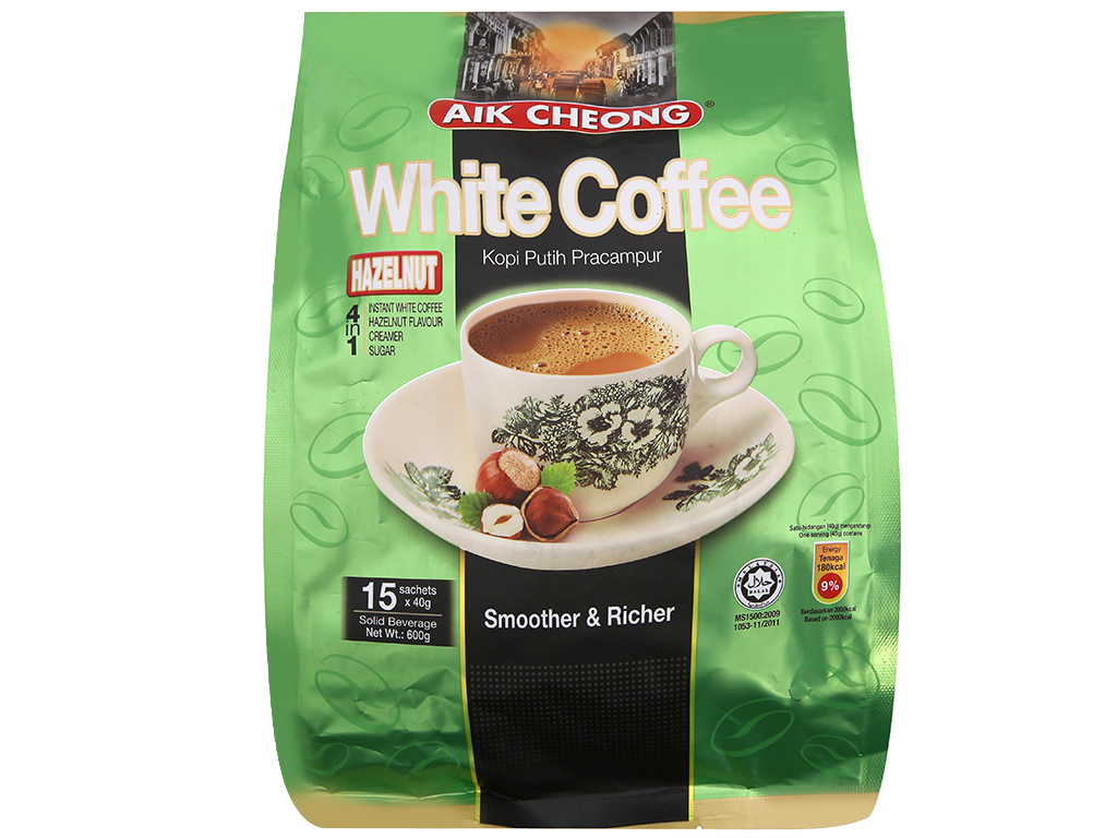 Cà phê sữa Aik Cheong White Coffee hazelnut 600g (15*40gr)