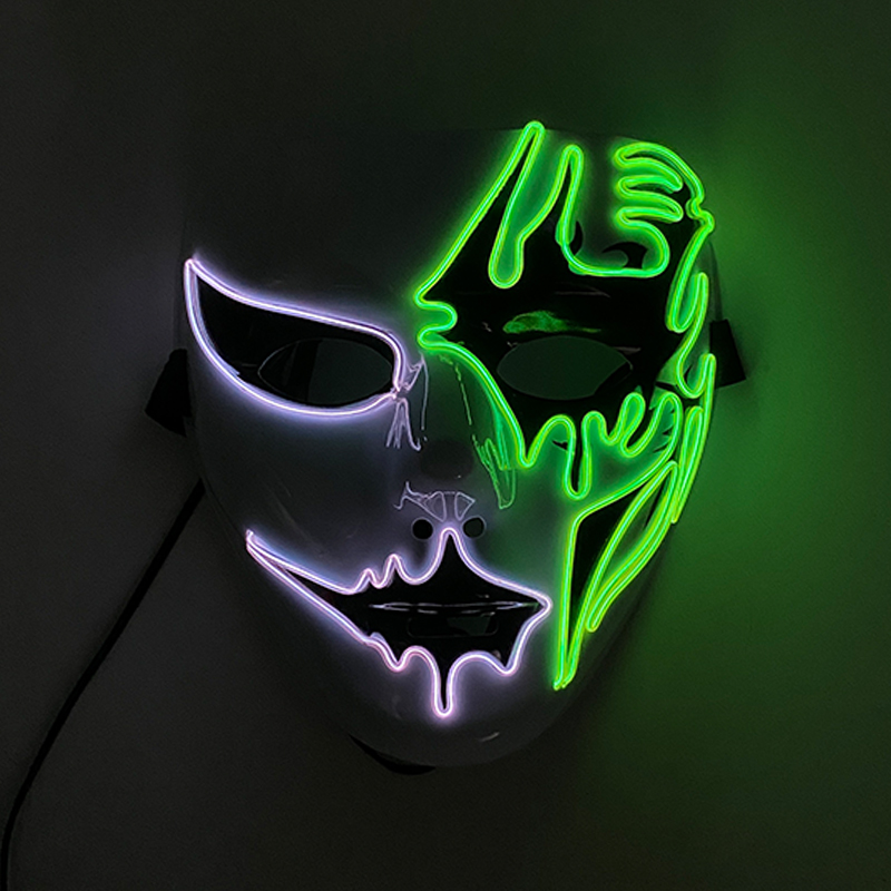 Neon ánh sáng LED mặt nạ LED Halloween đáng sợ Mặt nạ cosplay bên Masque Masquerade Mặt nạ Halloween trang phục lễ hội ánh sáng bên đạo cụ
