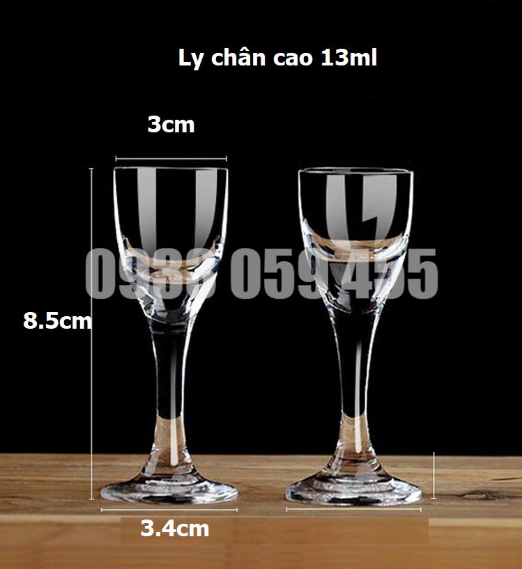 Bộ 6 ly uống rượu có chân 20ml, ly cốc uống rượu thủy tinh, ly sot, chén uống rượu đế dày sang trọng