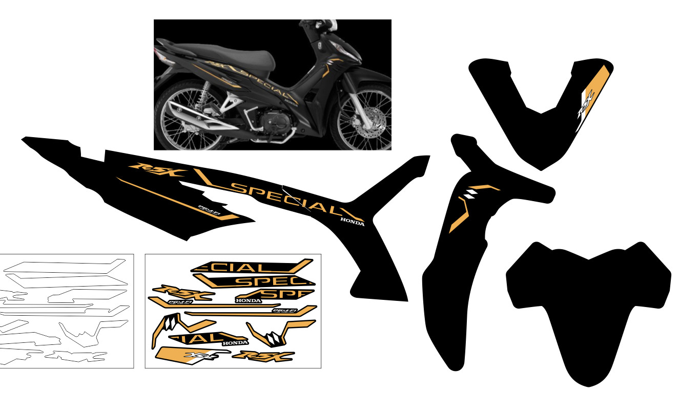 Tem wave rsx zin mới đen vàng đồng