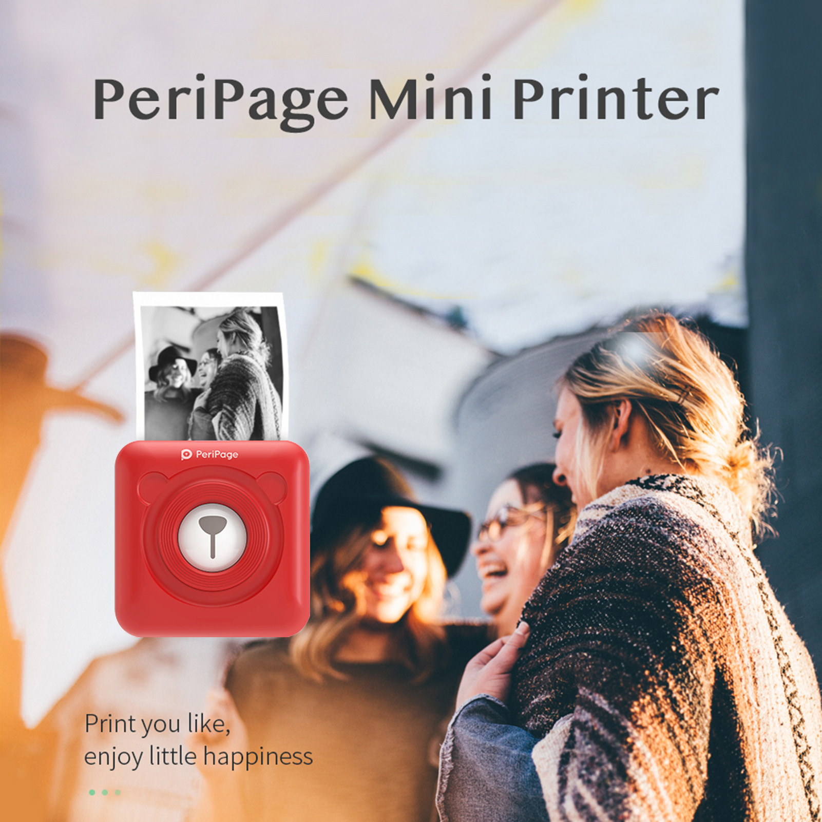 PeriPage A6 Mini Pocket Printer HD 304DPI Wireless BT Thermal Printer Picture Photo Label Memo Notes Journal Receipt Paper Instant Printer Sticker AR Photo Function Inkless Printing Compatible with Android iOS Smartphone Windows Fannlady