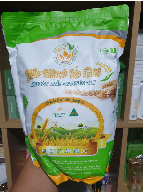 Yến mạch úc tươi giảm cân loại 1 của Úc gói 1kg kèm thực đơn Chính Hãng