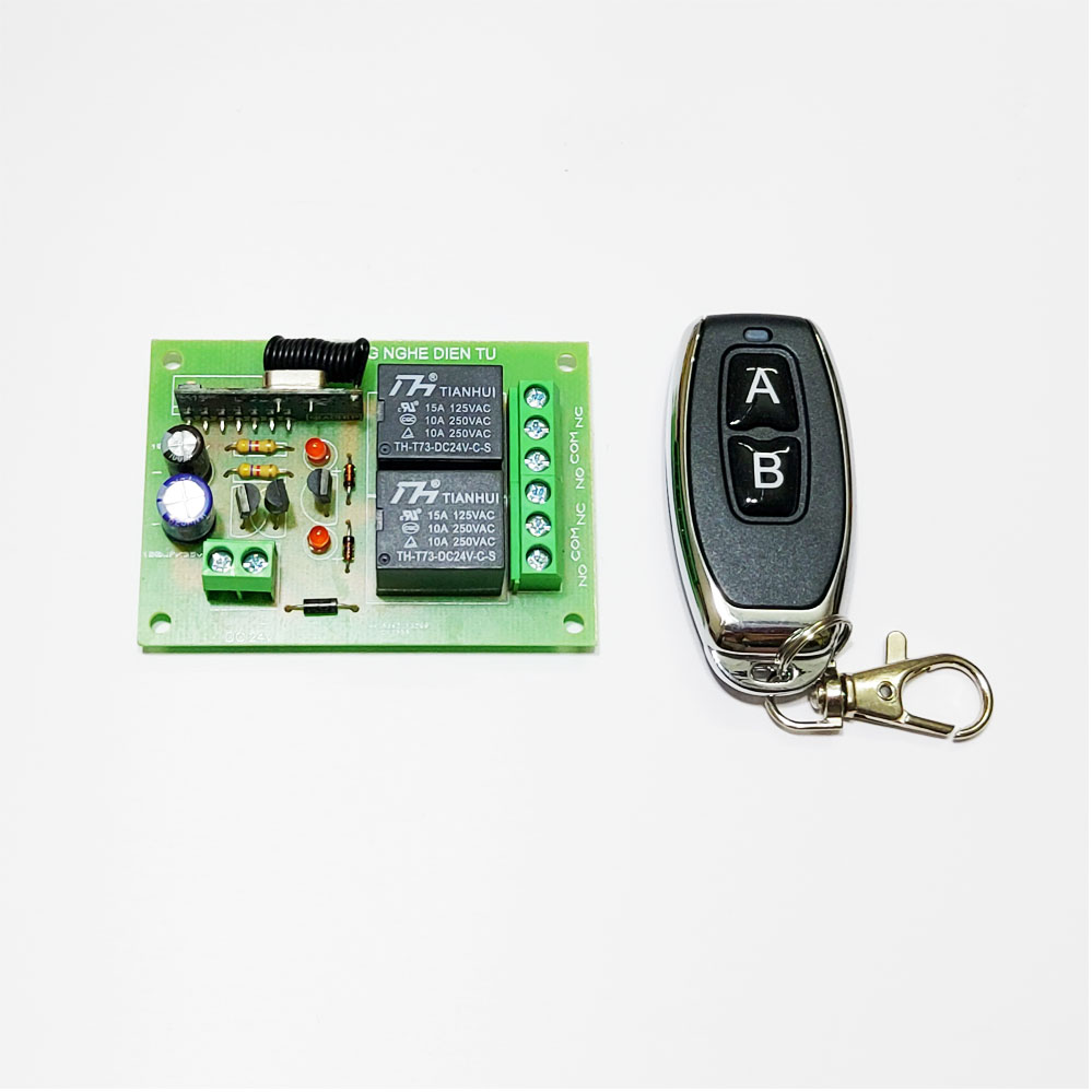 Bộ điều khiển từ xa 24v RF 433mhz 2 relay