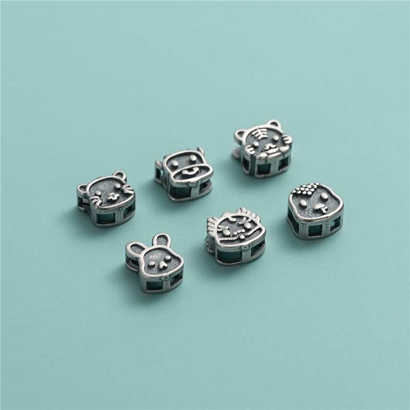 [MẪU MỚI] [S925] Charm bạc 3D xỏ ngang 12 con giáp - MH744