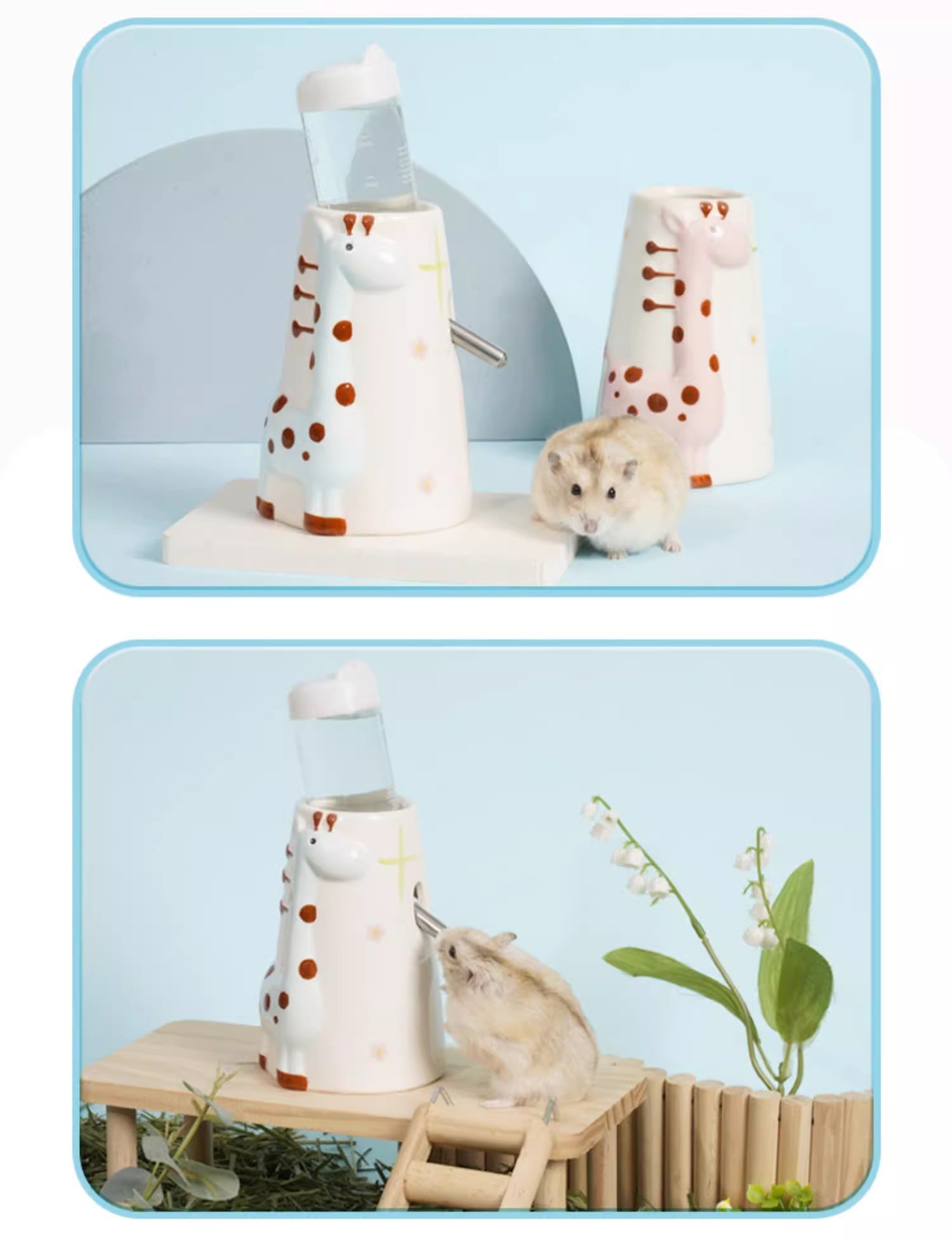 đế sứ bình nước con hươu dành cho hamster - T3 PETS SHOP