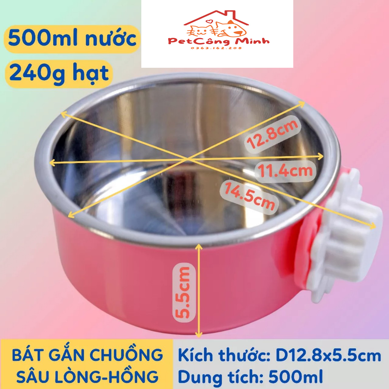 Bát cho chó, mèo ăn gắn chuồng
