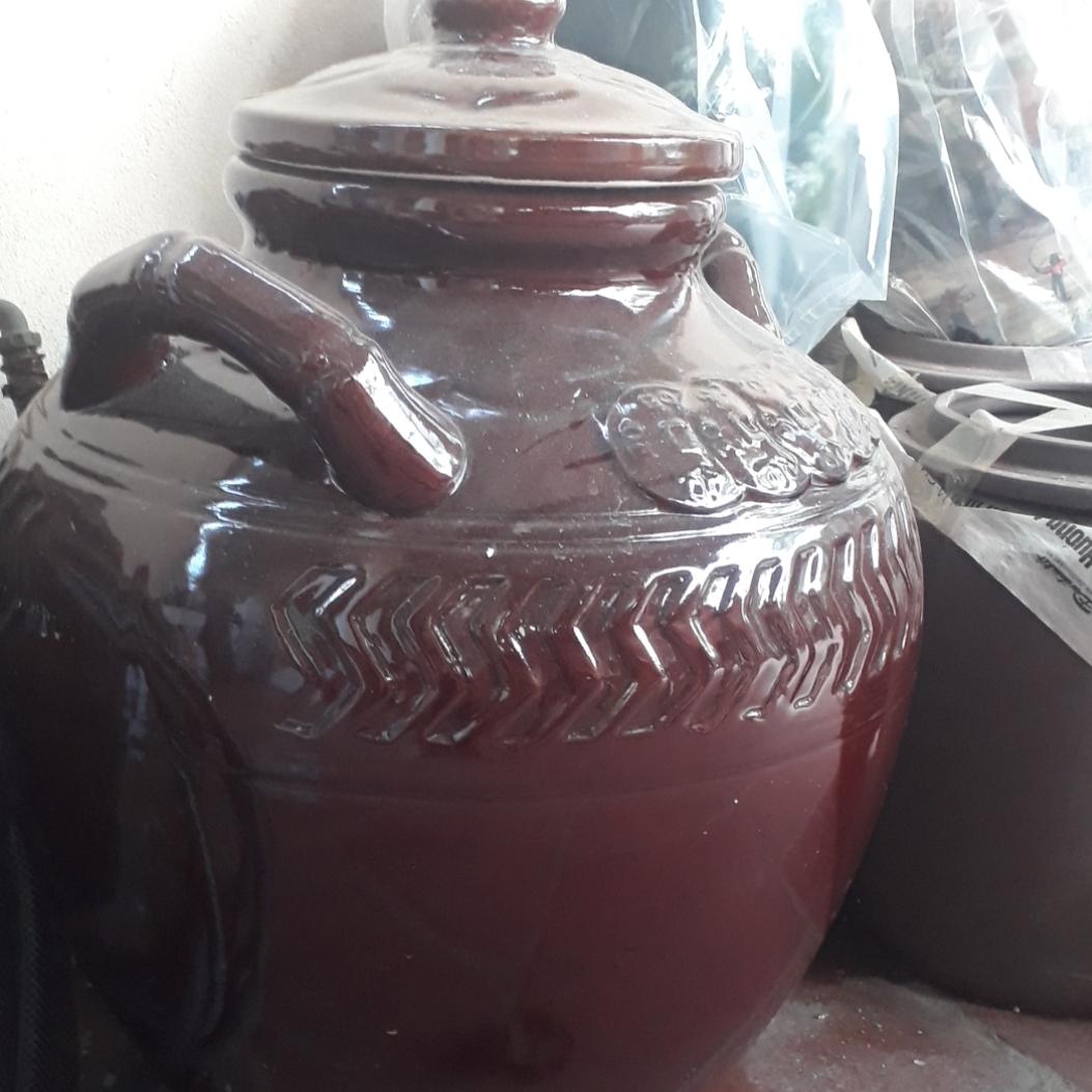Glazed crock pot Bat Trang ceramic rice jar 20 liters (brown)