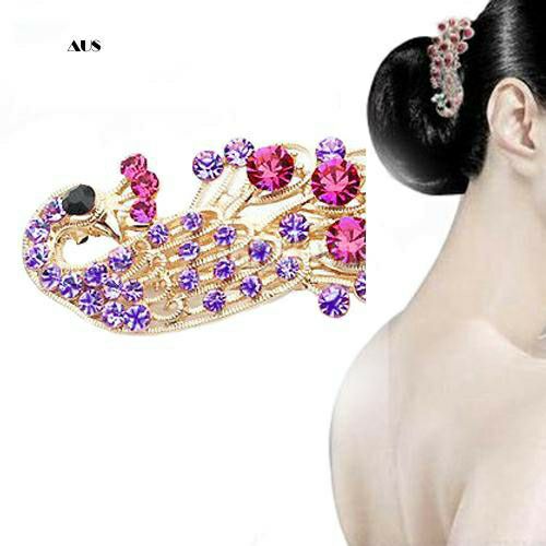 Kẹp tóc con công đính đá nhiều màu