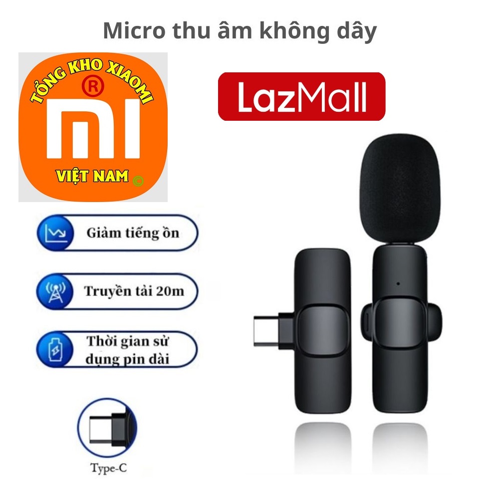 China LazMall Xiaomi Micro Thu Âm Máy Ảnh, Máy Quay – Microphone Chính Hãng Micro Thu Âm Chuyên Nghiệp Mic Thu Âm Không Dây Cài Áo Lọc Tiếng Ồn Cao Cấp Livestream Quay Video Ghi Âm Cho Điện Thoại Type C