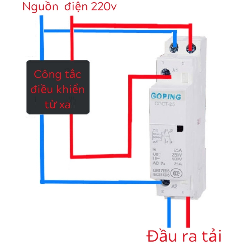 Khởi Động Từ 1 Pha Goping 25A-220V (Contactor), Bảo Vệ Quá Tải Cho Thiết Bị