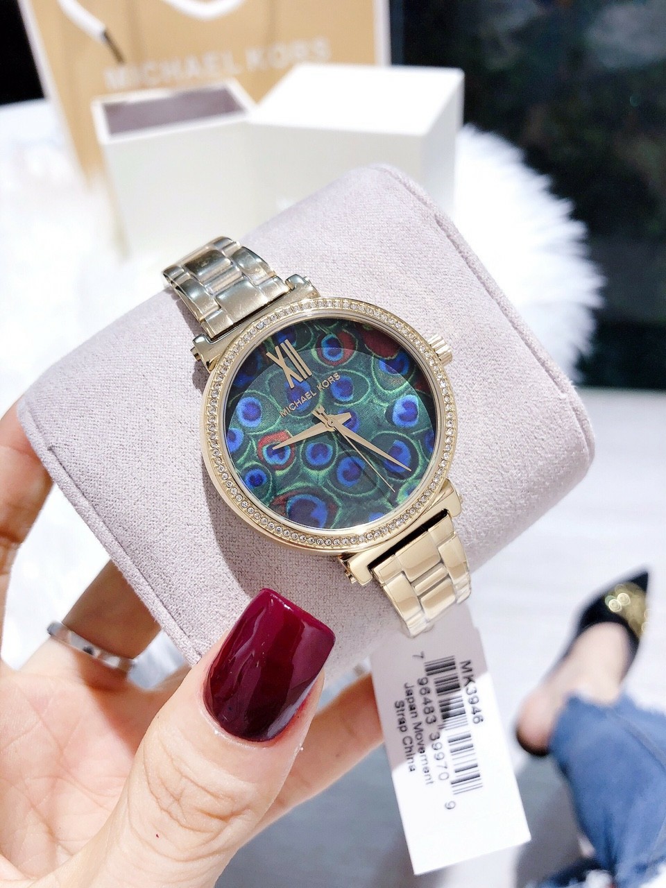 Đồng hồ nữ mặt tròn - Đồng hồ nữ dây kim loại Michael Kors MK3946 Size 36 mm fullbox - Đồng hồ nữ đẹp - Đồng hồ nữ đính đá pha lêKiwi xanh