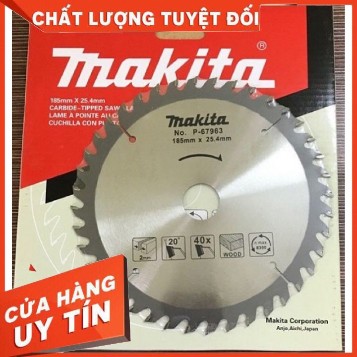 185 x 20 x 60t lưỡi cắt gỗ hợp kim 60 răng makita p-67963