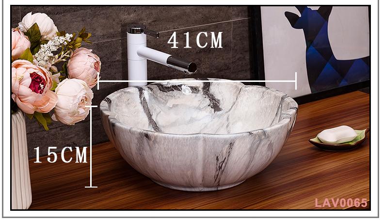 Chậu rửa lavabo gốm sứ cao cấp LAV0065 – Đường nét vân đá nghệ thuật