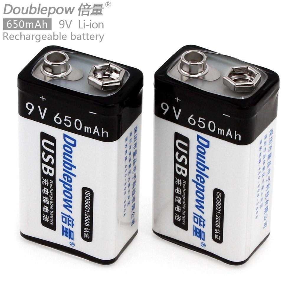 Combo 2 Pin sạc Double Pow 9V 650mAh (Li-ion) có cổng Micro USB sạc trực tiếp
