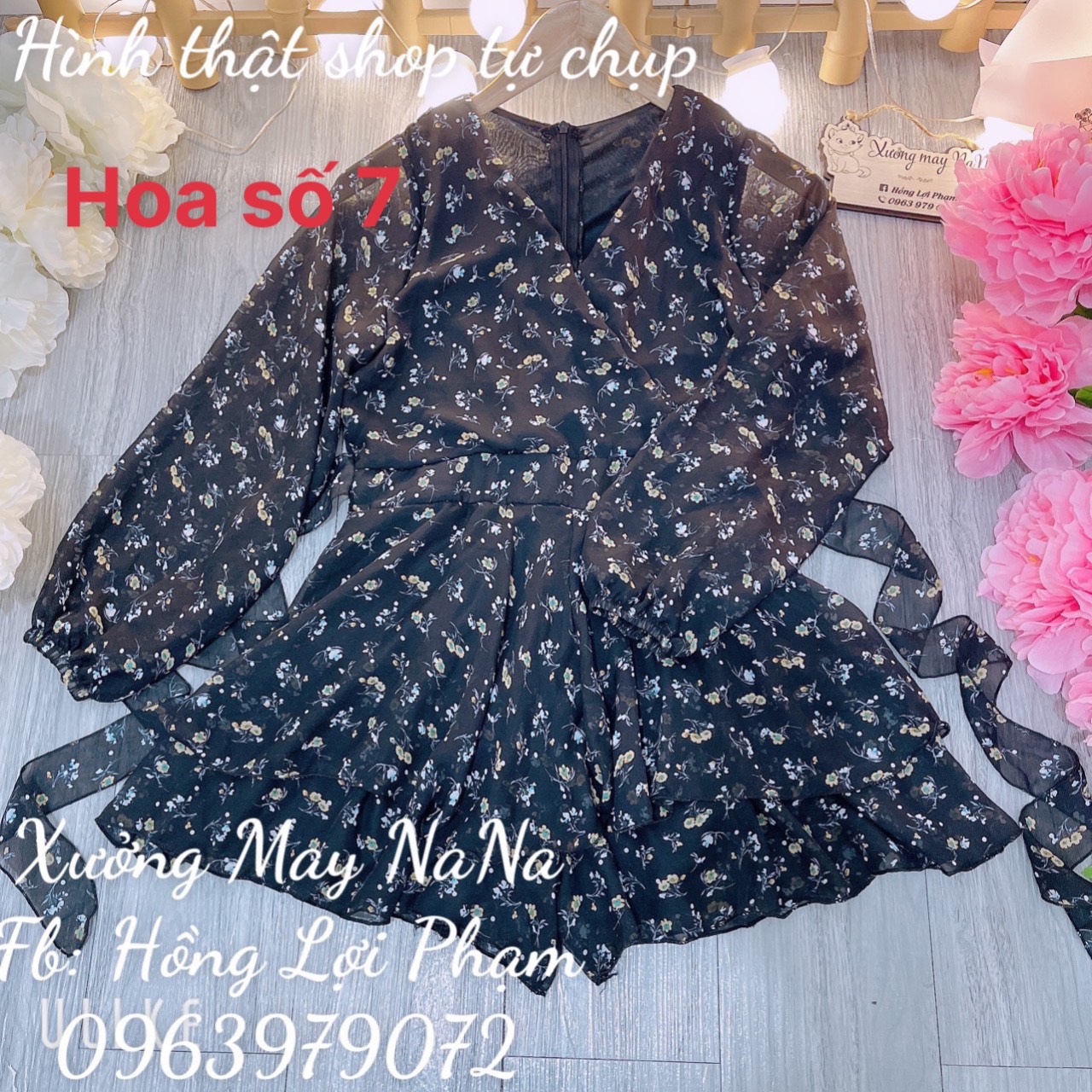 Jum hoa tay dài cột nơ