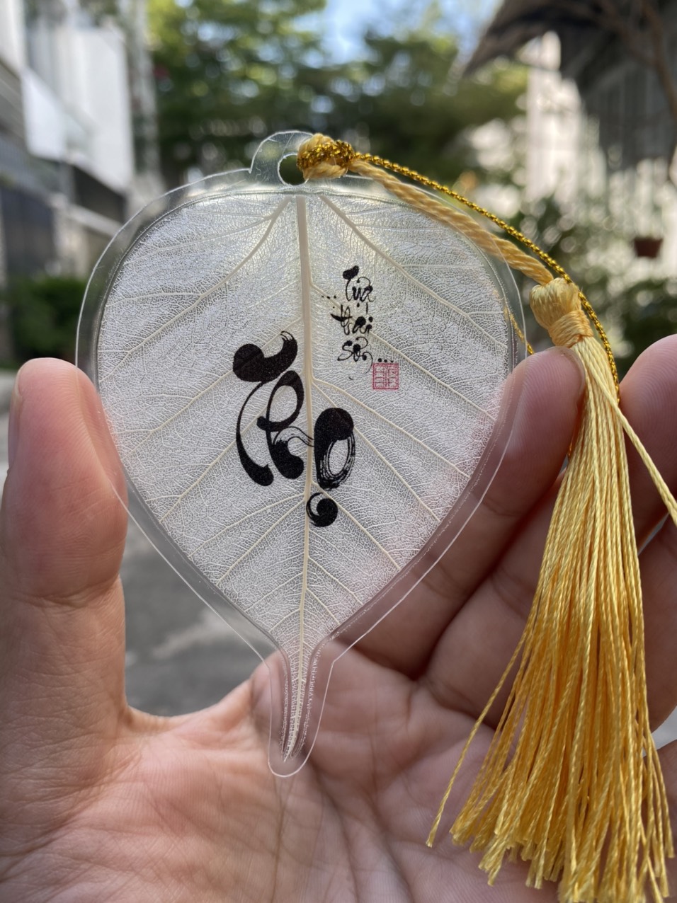 Lá bồ đề in chữ THỌ - TỰA THÁI SƠN