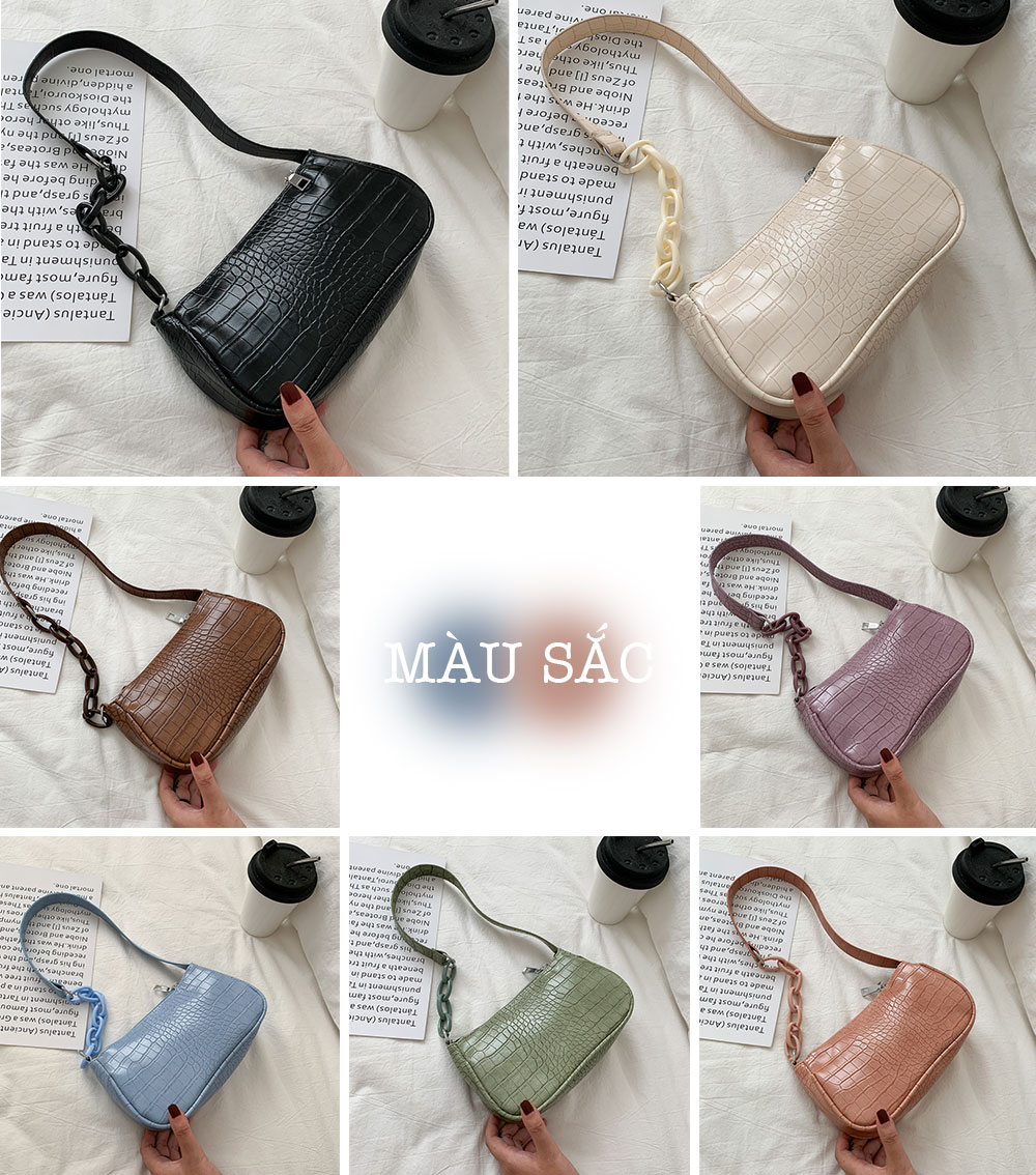 Túi Kẹp Nách Phối Dây Xích Vân Da - 100style