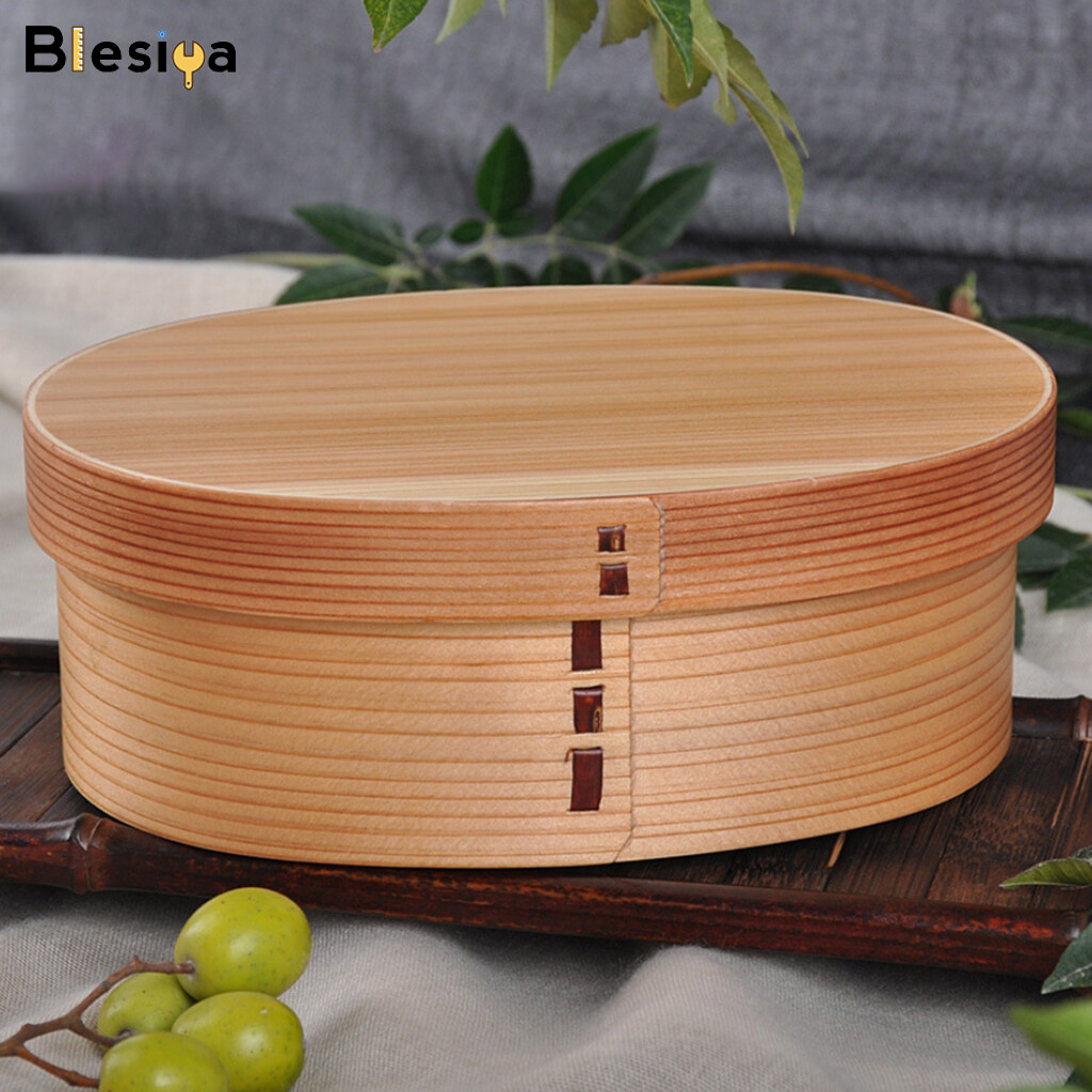 Blesiya Natural Wooden Lunch Box Bento Box Food Container Portable Outdoor Camping