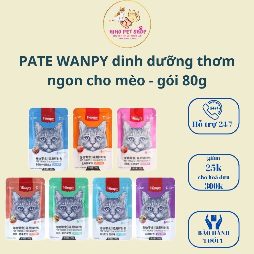 PATE WANPY dinh dưỡng thơm ngon cho mèo - gói 80g