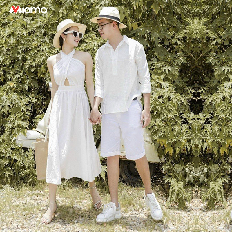 Đồ đôi đi biển couple sơ mi nam đầm nữ thời trang cao cấp Miamo cao cấp TN159 (Ảnh thật)
