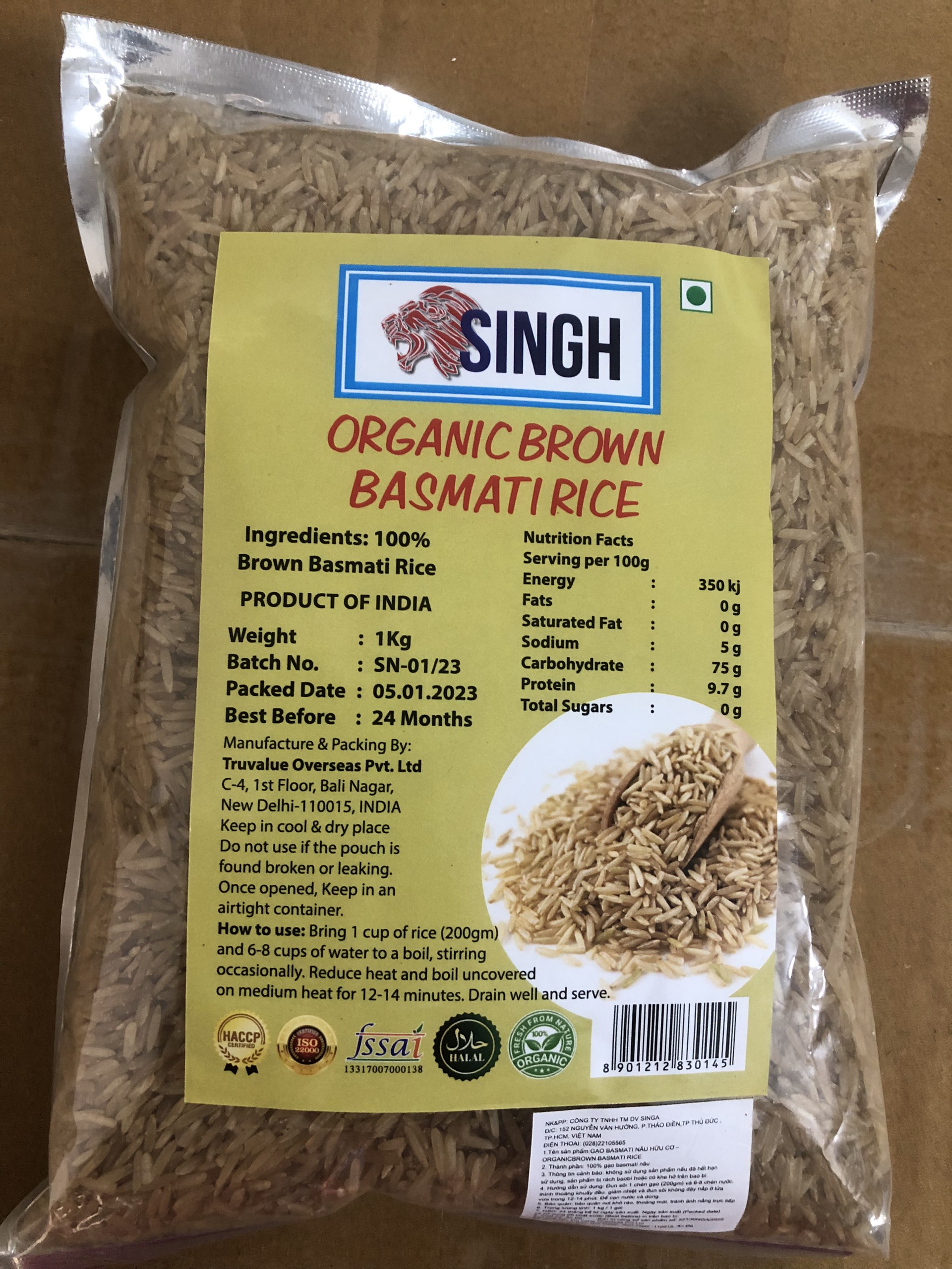 [HCM]Gạo Ấn Độ Basmati  Brown rice 1kg