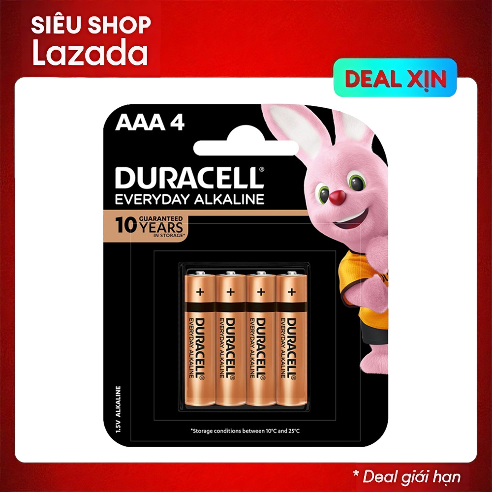 Pin AAA Duracell vỉ 4 viên Alkaline Everyday