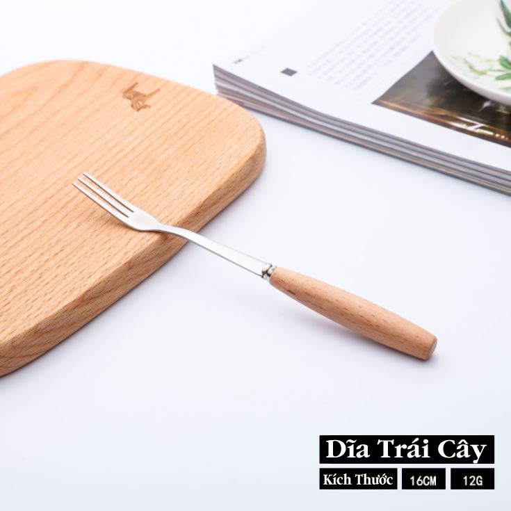 Bộ dao dĩa đũa thìa cán gỗ nhập khẩu Z01