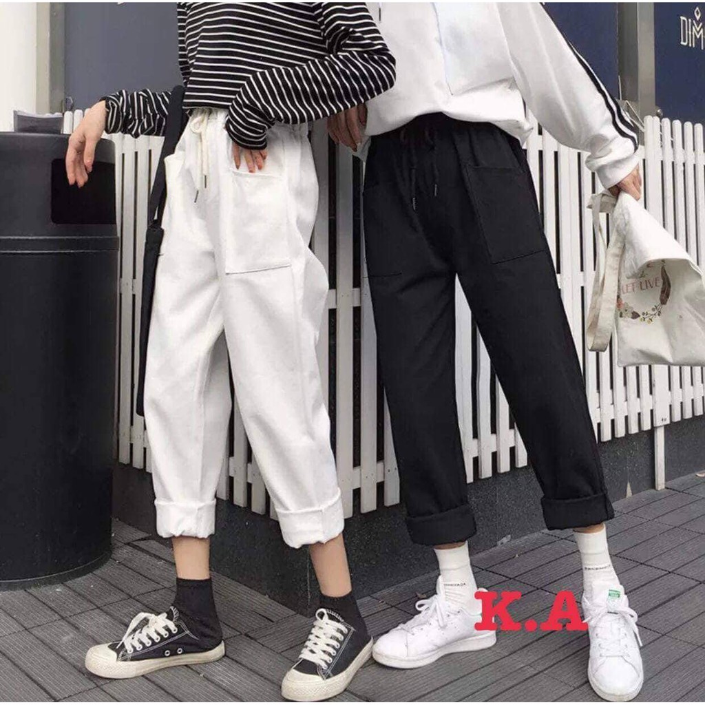 Quần Kaki Nữ Túi Hộp Sắn Ống Cá Tính KAN1712