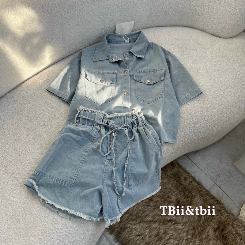 Set Bộ Bò Croptop Mix Quần Short Chun