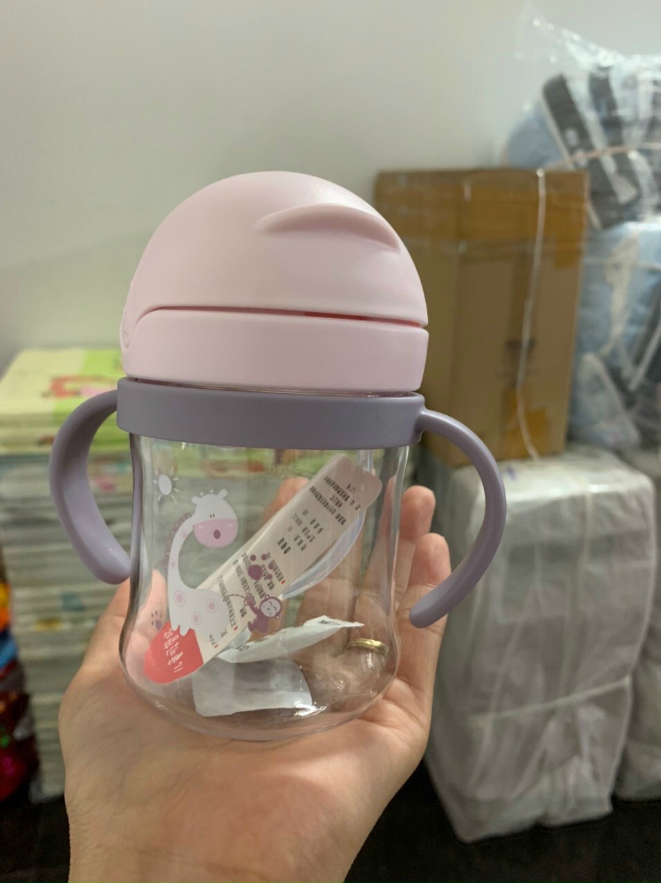 Bình nước tập uống cho bé uống sữa uống nước có van chống sặc cao cấp 300ml