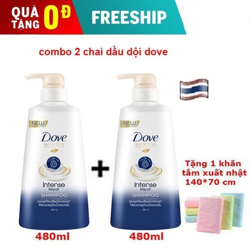 COMBO 2 CHAI Dầu gội DOVE Thái Lan Tặng khăn tắm xuất nhật