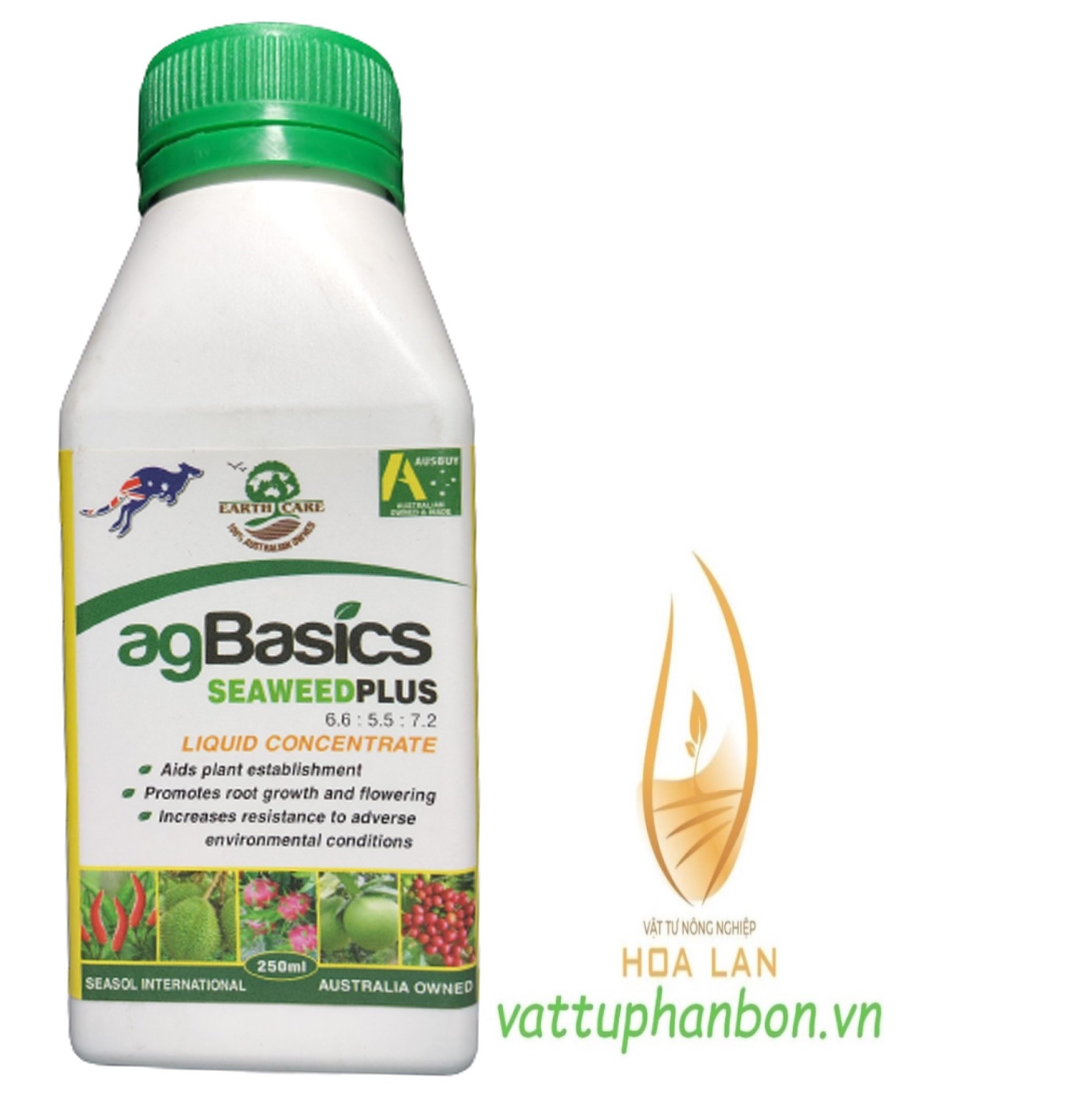 Phân bón hỗn hợp npk agbasics seaweedplus mập mầm - to hoa - dày cánh. - #043a# 250ml