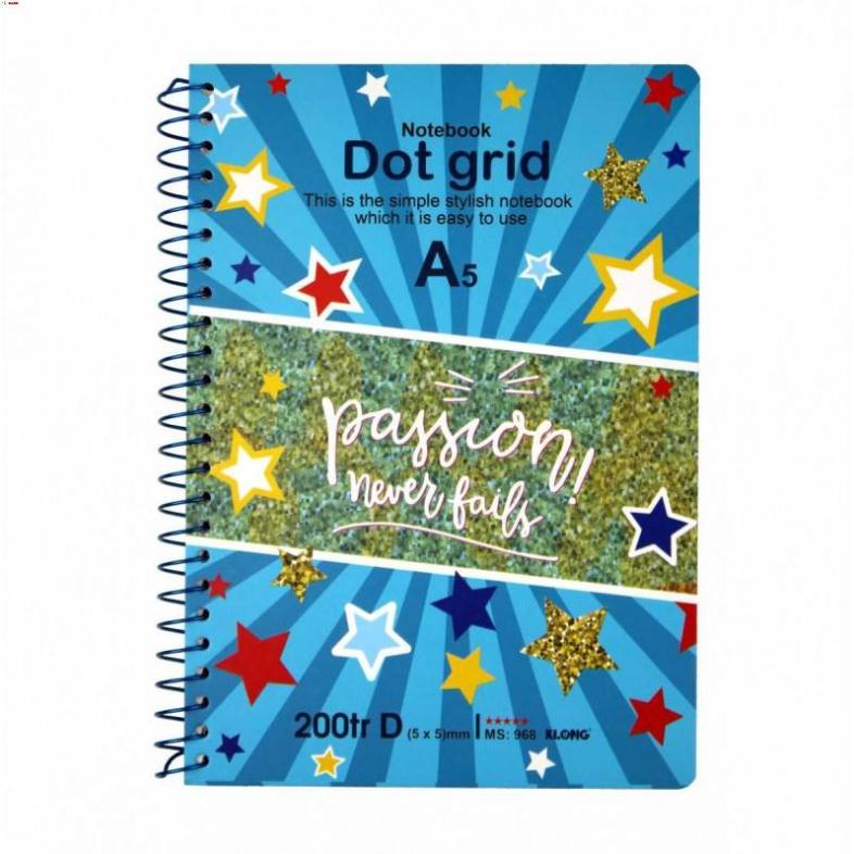 -Sổ lò xo đơn KLONG A5 Dot Grid ruột chấm 70/76; MS: 968 [Klong]