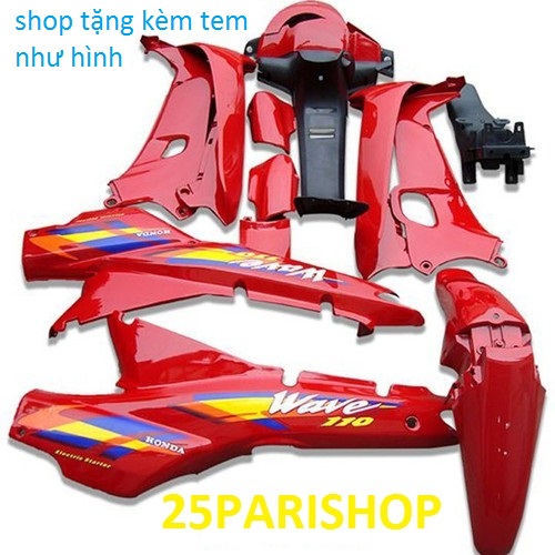 Dàn áo xe máy Wave zx 110 màu ĐỎ  ,wave 110 1 BÓNG  -áo xe WAVE THÁI-hàng việt nam -nhựa trắng nguyên sinh LOẠI TỐT
