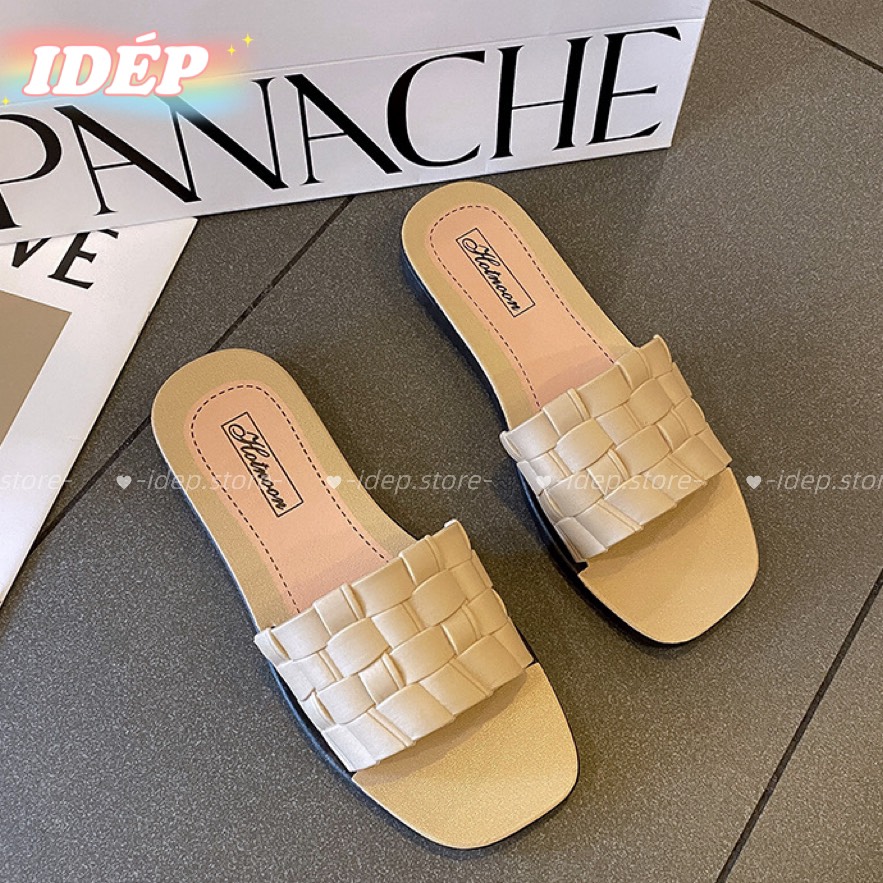 [HCM] Dép nữ quai ngang 𝐢𝐃é𝐩 đan nhựa dẻo chống trơn đi mưa, đi biển, ở nhà 𝐢𝐃é𝐩  giả da đi mưa siêu bền DL060