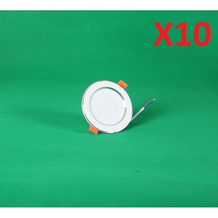 Bộ 10 Đèn Led âm trần đổi màu 5w viền bạc/vàng, đèn trang trí giá rẻ