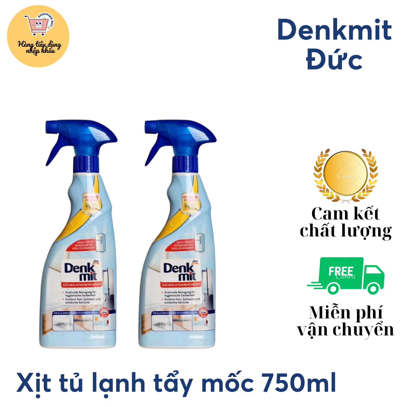 Xịt diệt khuẩn thiết bị nhà bếp, tẩy mốc, xịt khử mùi tủ lạnh Denkmit 750ml
