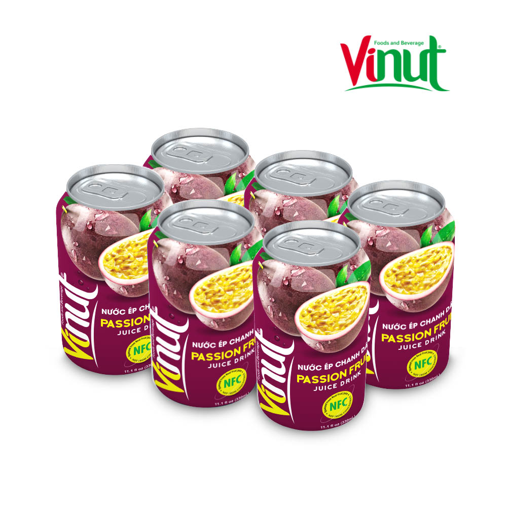 [FREE SHIP]  Lốc 06 Lon Nước Ép Chanh Dây Vinut 330ml
