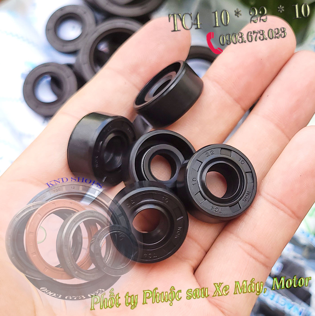 Phớt dầu ty phuộc sau xe máy WIN, xe đạp điện TC4 10*22*10,...Phốt phuộc sau loại  vòng đệm cao su ( oil seal) 1 lò xo | KND Shops