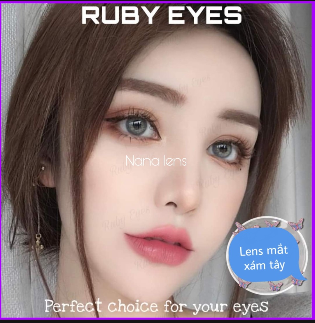 Lens mắt - Kính áp tròng xám tây ( HSD 12 tháng) Tặng kèm khay lens đeo êm không cộm - Nana lens