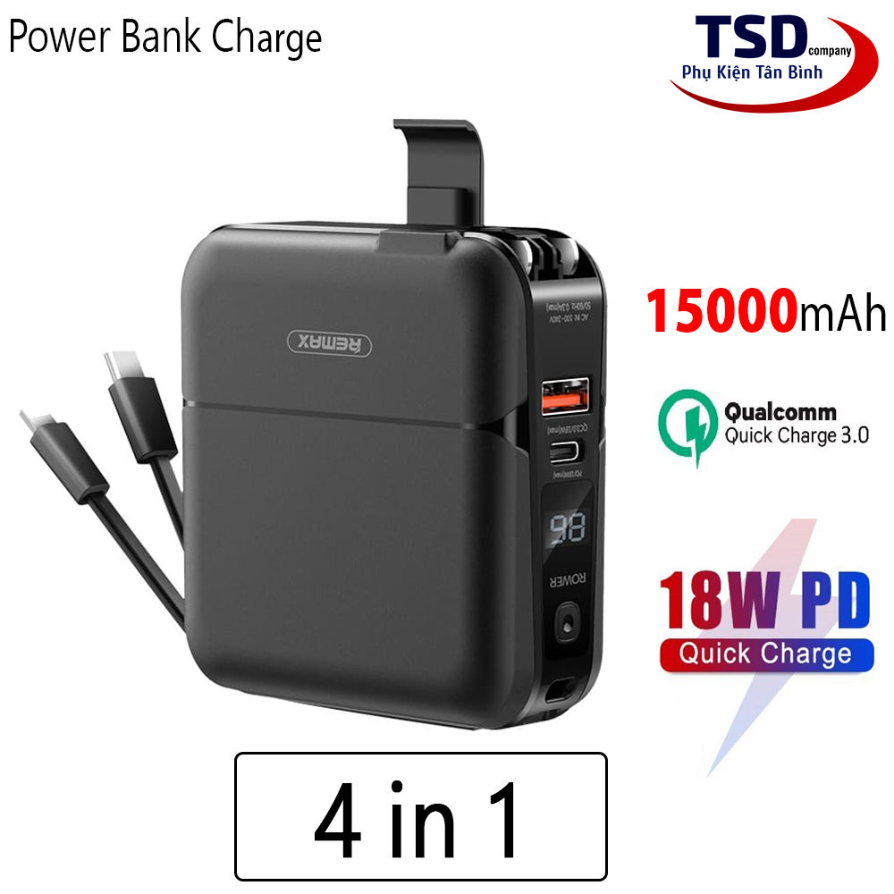 Remax rpp-20 power bank 15000mah genuine 18w quick charge versatile