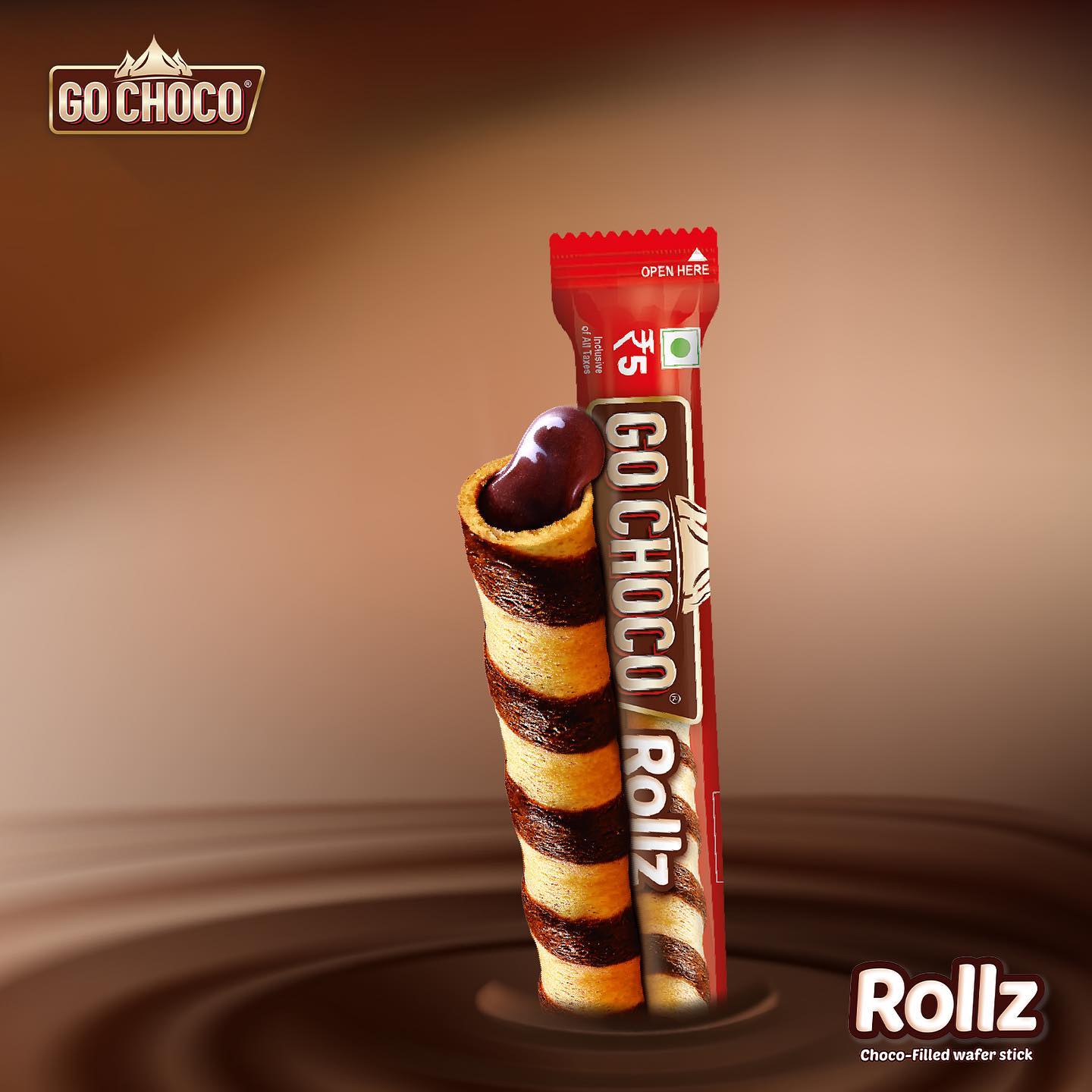 Bánh quế kem socola Go Choco Rollz 320g