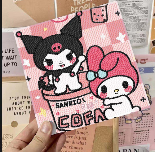 tranh đính đá cặp đôi size 20x20cm khung gỗ căng sẵn