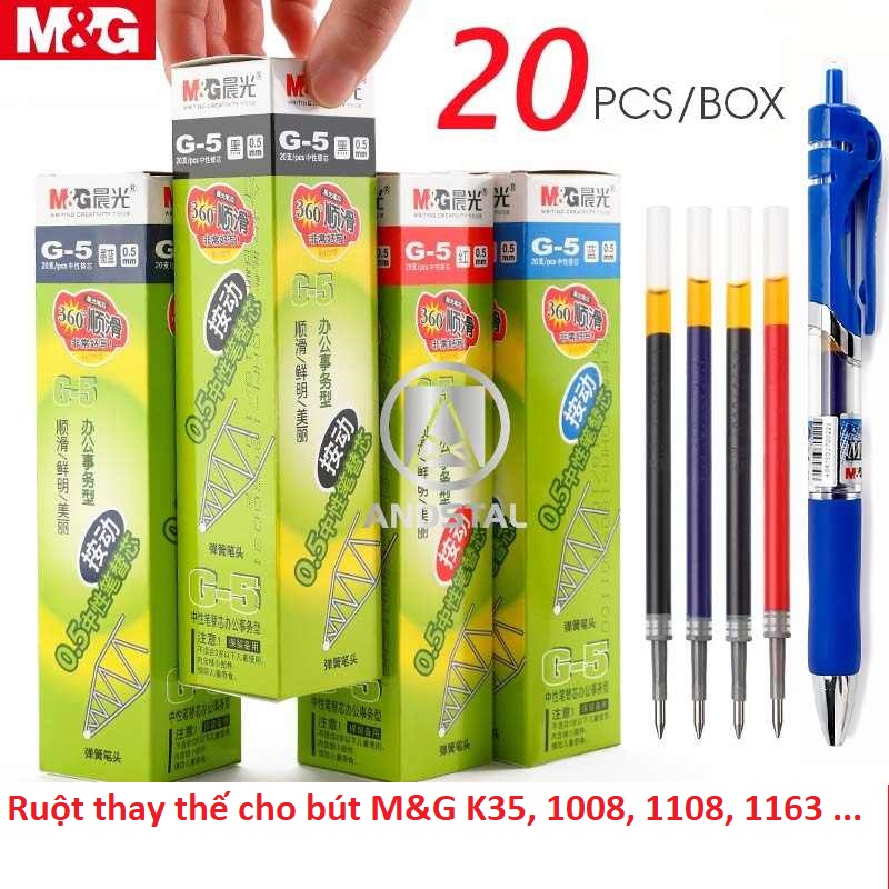Lốc 10 ruột bút gel mg g5 dùng cho bút k35, r1, r3